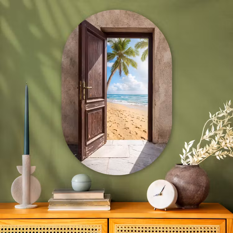 Muurovaal glas - Deur - Zee - Zomer — 2