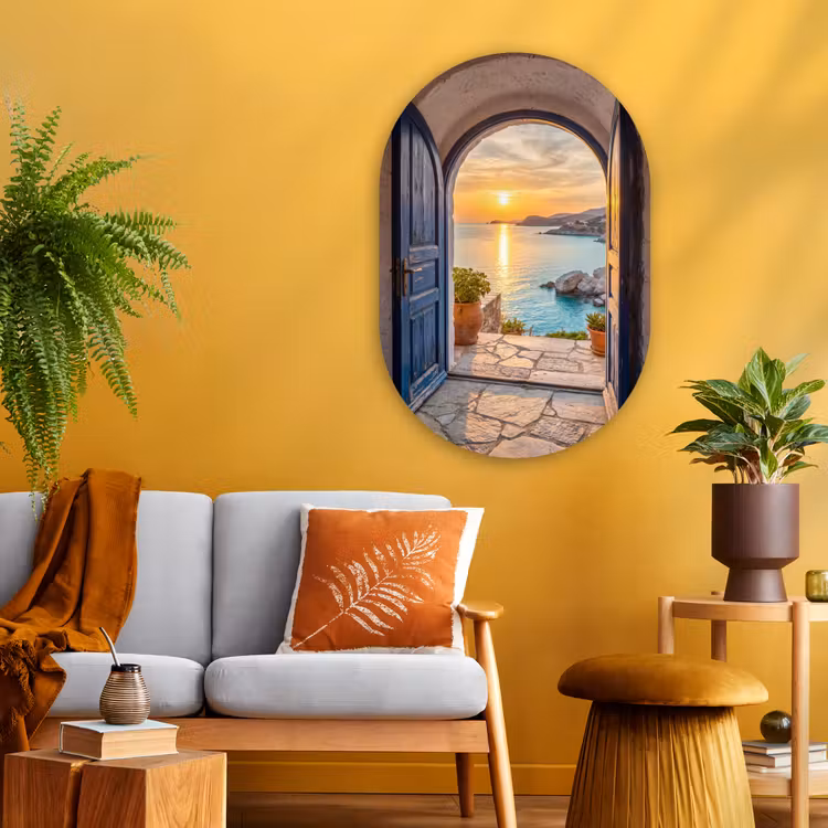 Muurovaal glas - Open deur - Zee — 3