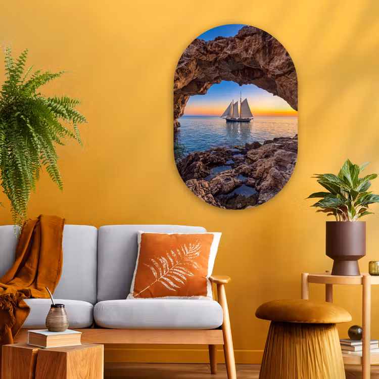 Muurovaal glas - Zeilboot - Zonsondergang - Zee — 3