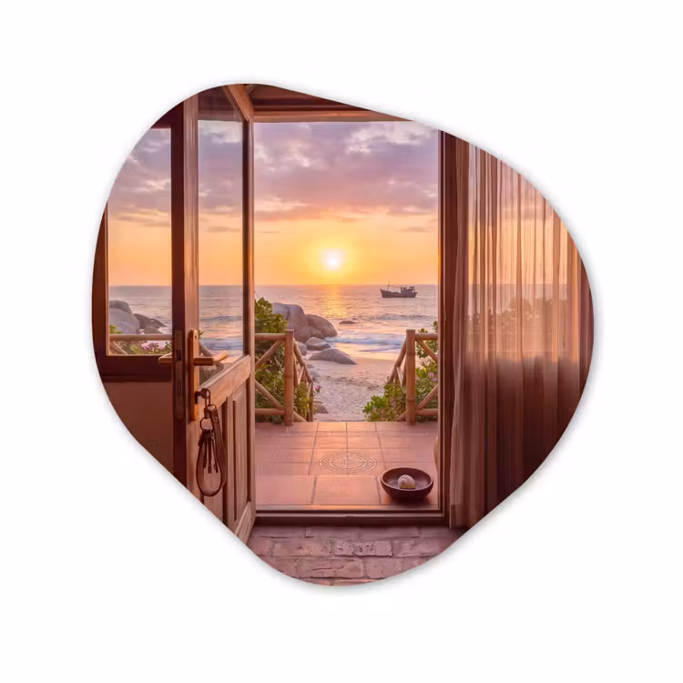 Organisch schilderij glas - Strand - Zonsondergang - Natuur — 1