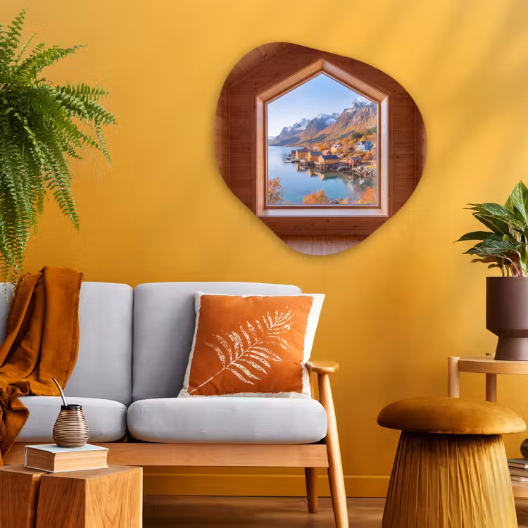 Organisch schilderij glas - Uitzicht - Fjord - Herfst — 3