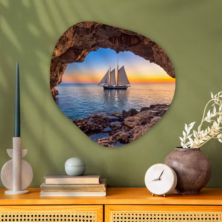 Organisch schilderij glas - Zeilboot - Zonsondergang - Zee — 2