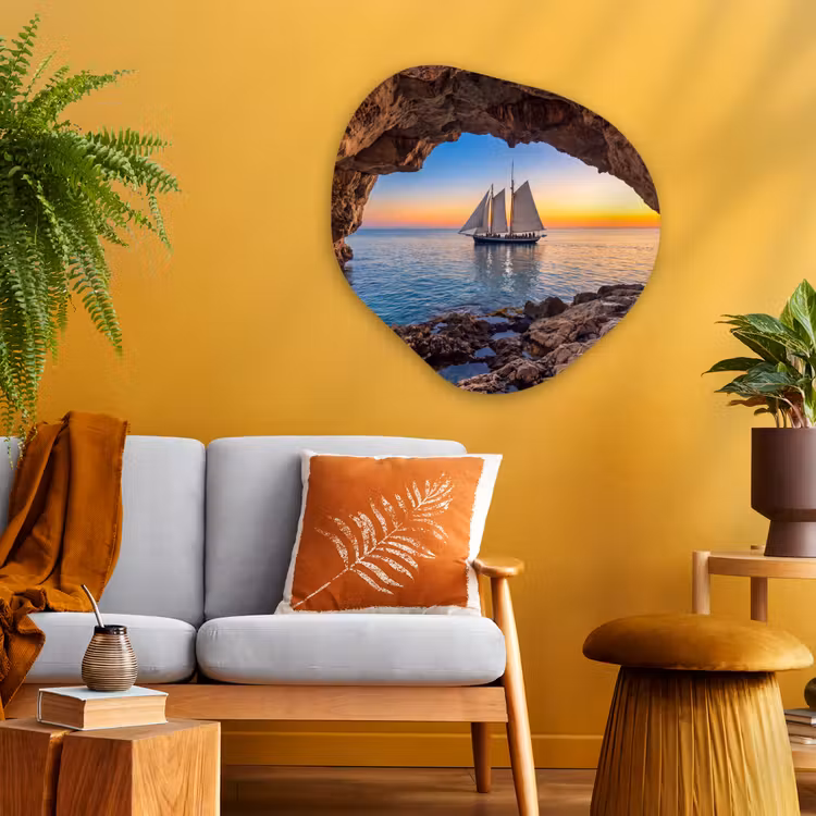 Organisch schilderij glas - Zeilboot - Zonsondergang - Zee — 3