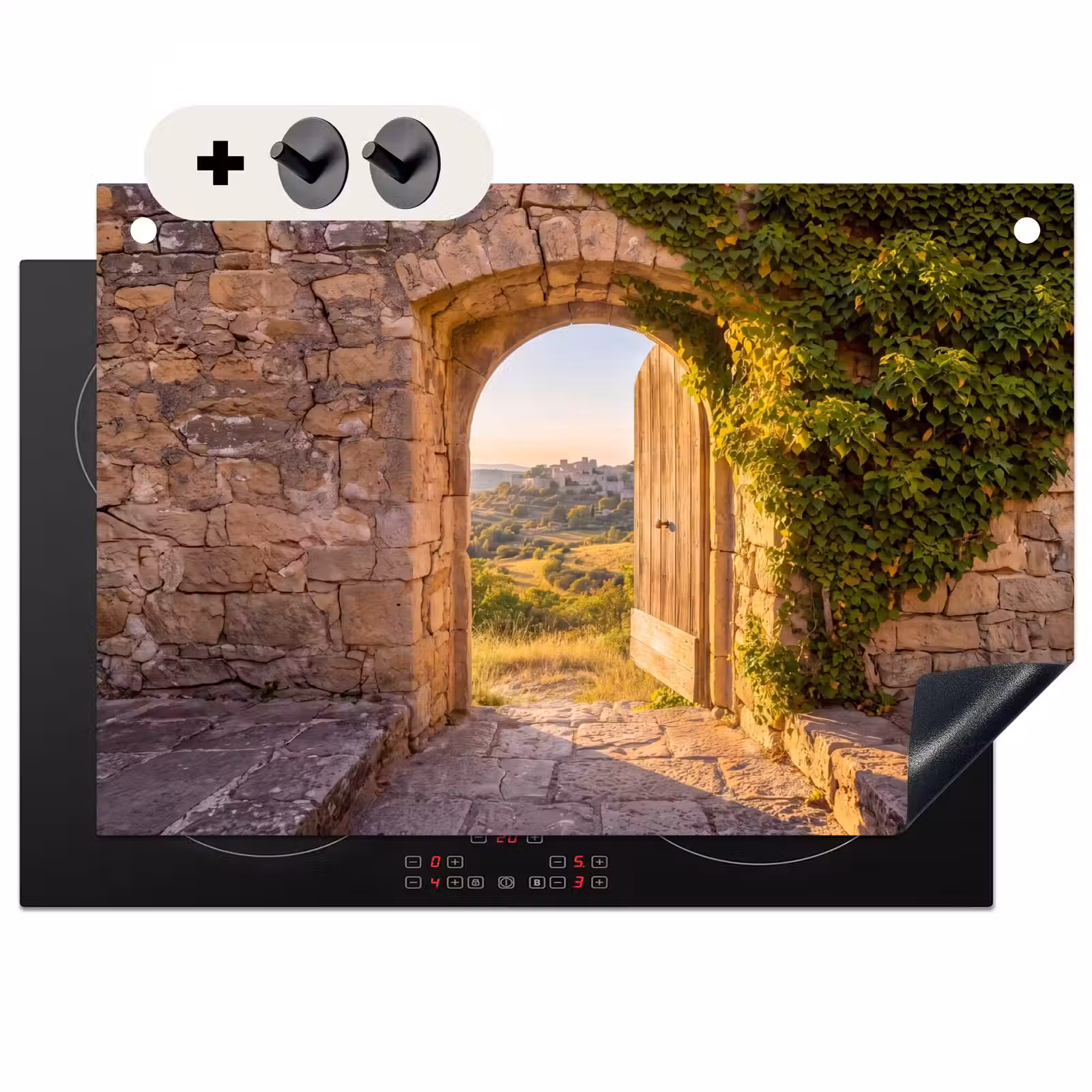 Inductiebeschermer & spatscherm (2in1) - Architectuur - Landschap - Zonlicht — 1