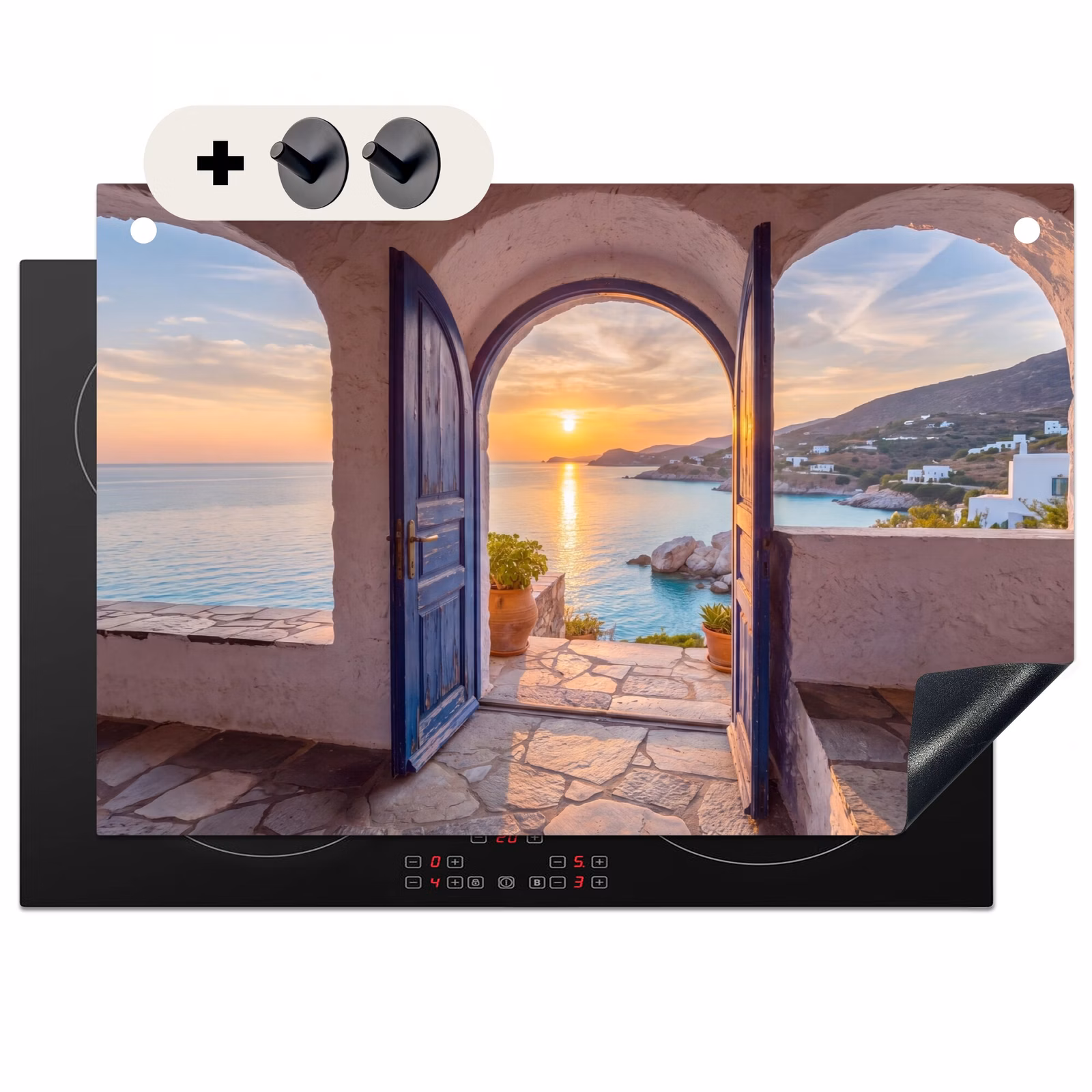 Inductiebeschermer & spatscherm (2in1) - Open deur - Zee — 1