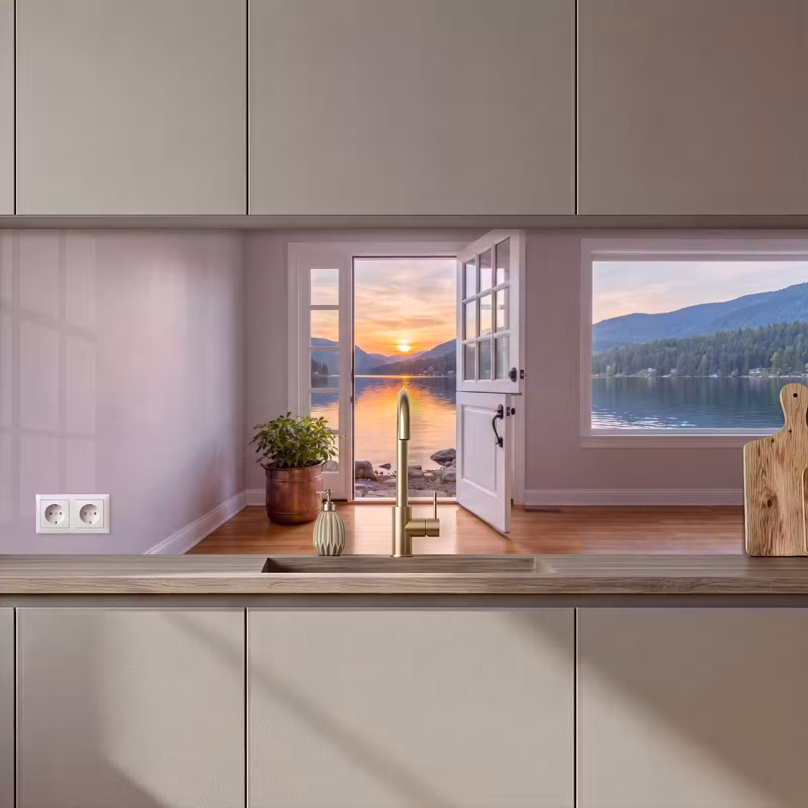 Keuken achterwand - Meer - Zonsondergang - Natuur — 1