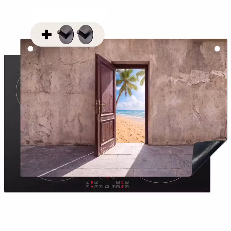 Inductiebeschermer & spatscherm (2in1) - Deur - Zee - Zomer — 1