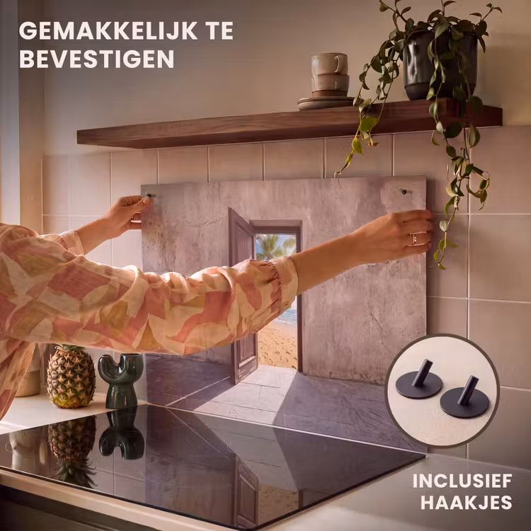 Inductiebeschermer & spatscherm (2in1) - Deur - Zee - Zomer — 7