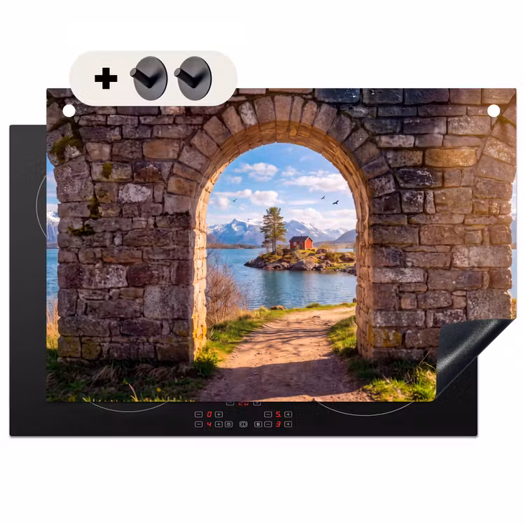 Inductiebeschermer & spatscherm (2in1) - Huis - Meer - Bergen — 1