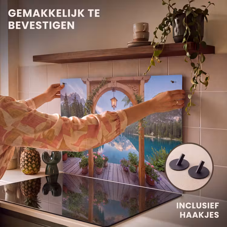 Inductiebeschermer & spatscherm (2in1) - Meer - Bergen - Natuur — 7