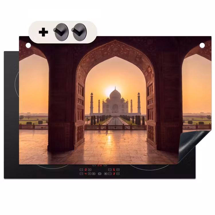 Inductiebeschermer & spatscherm (2in1) - Monument - Zonsondergang - Goud — 1
