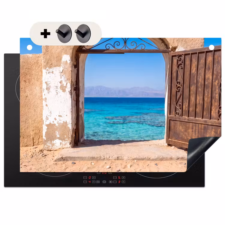Inductiebeschermer & spatscherm (2in1) - Poort - Zee - Natuur — 1