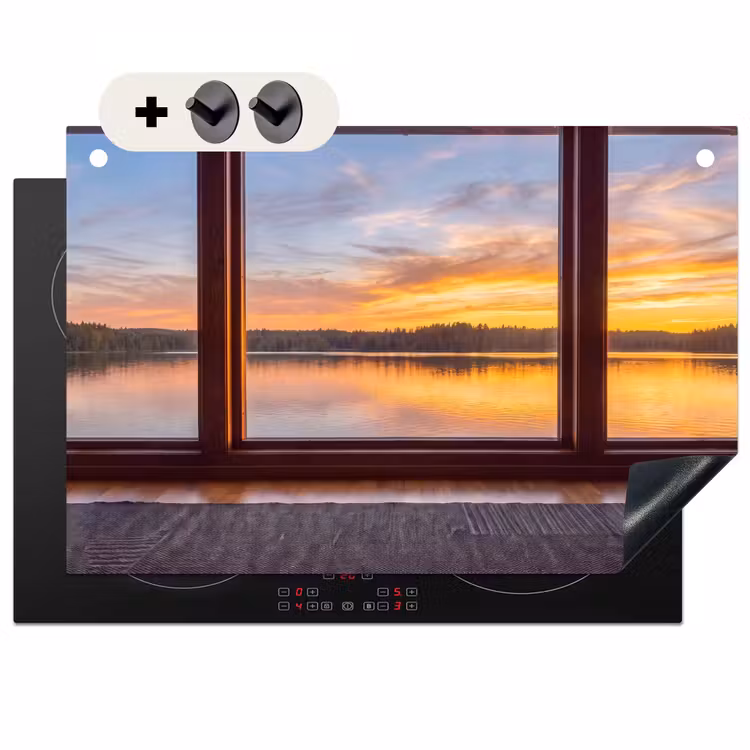 Inductiebeschermer & spatscherm (2in1) - Raam - Meer - Natuur — 1