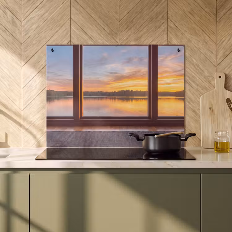 Inductiebeschermer & spatscherm (2in1) - Raam - Meer - Natuur — 2