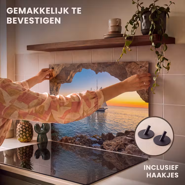 Inductiebeschermer & spatscherm (2in1) - Zeilboot - Zonsondergang - Zee — 7
