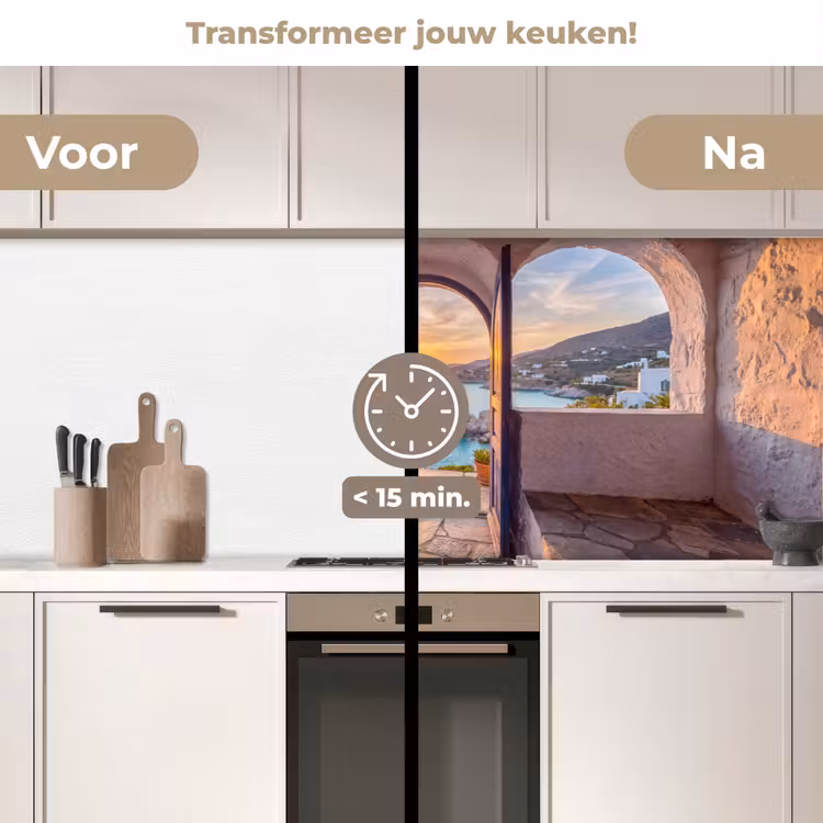 Keuken achterwand - Open deur - Zee — 3