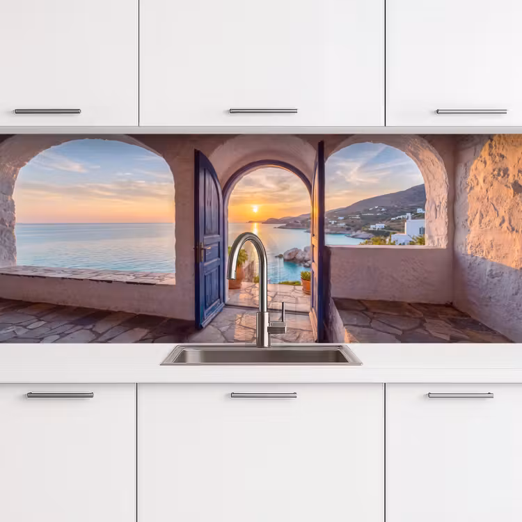 Keuken achterwand - Open deur - Zee — 4