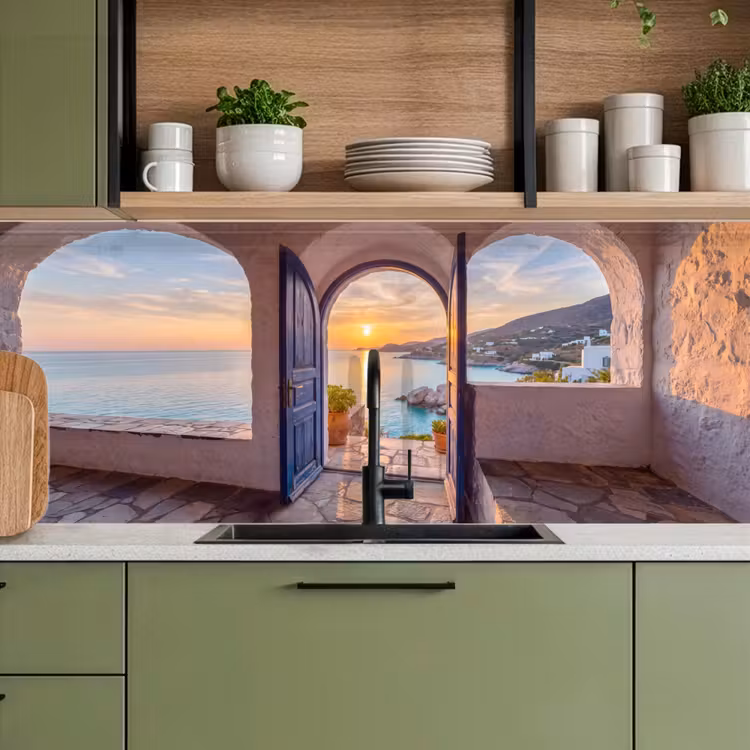 Keuken achterwand - Open deur - Zee — 8