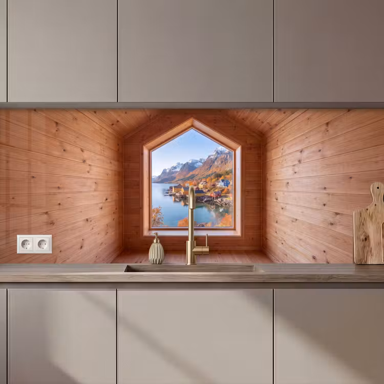 Keuken achterwand - Uitzicht - Fjord - Herfst — 1
