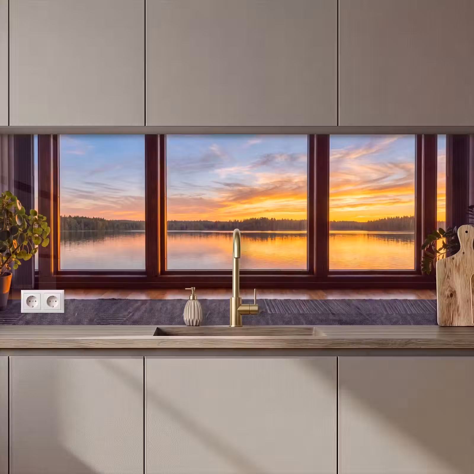 Keuken achterwand - Raam - Meer - Natuur — 1