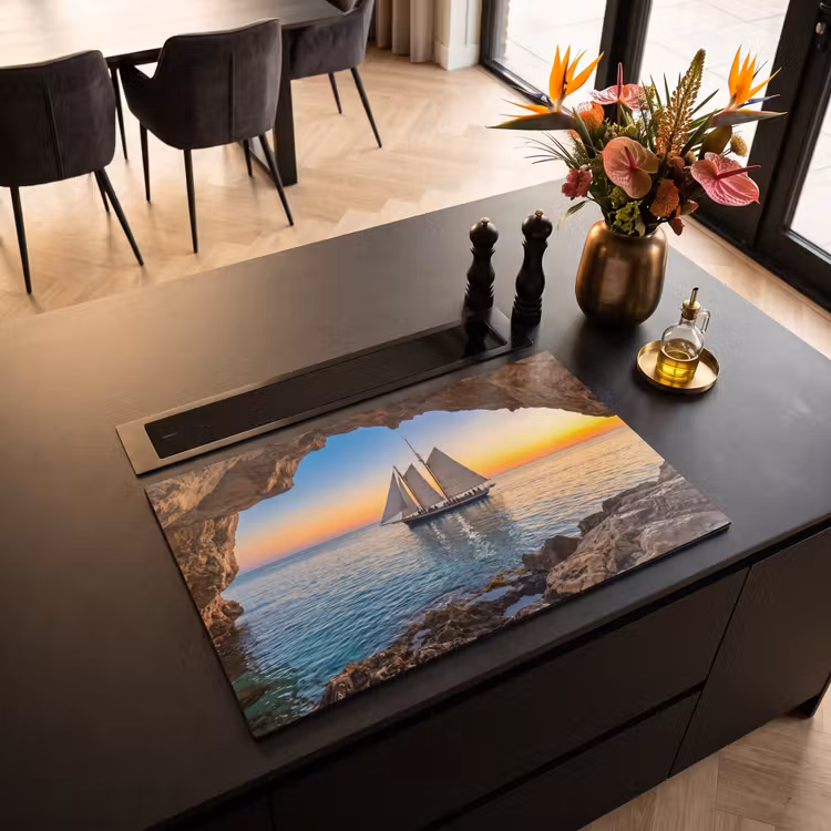 Inductiebeschermer - Zeilboot - Zonsondergang - Zee — 2