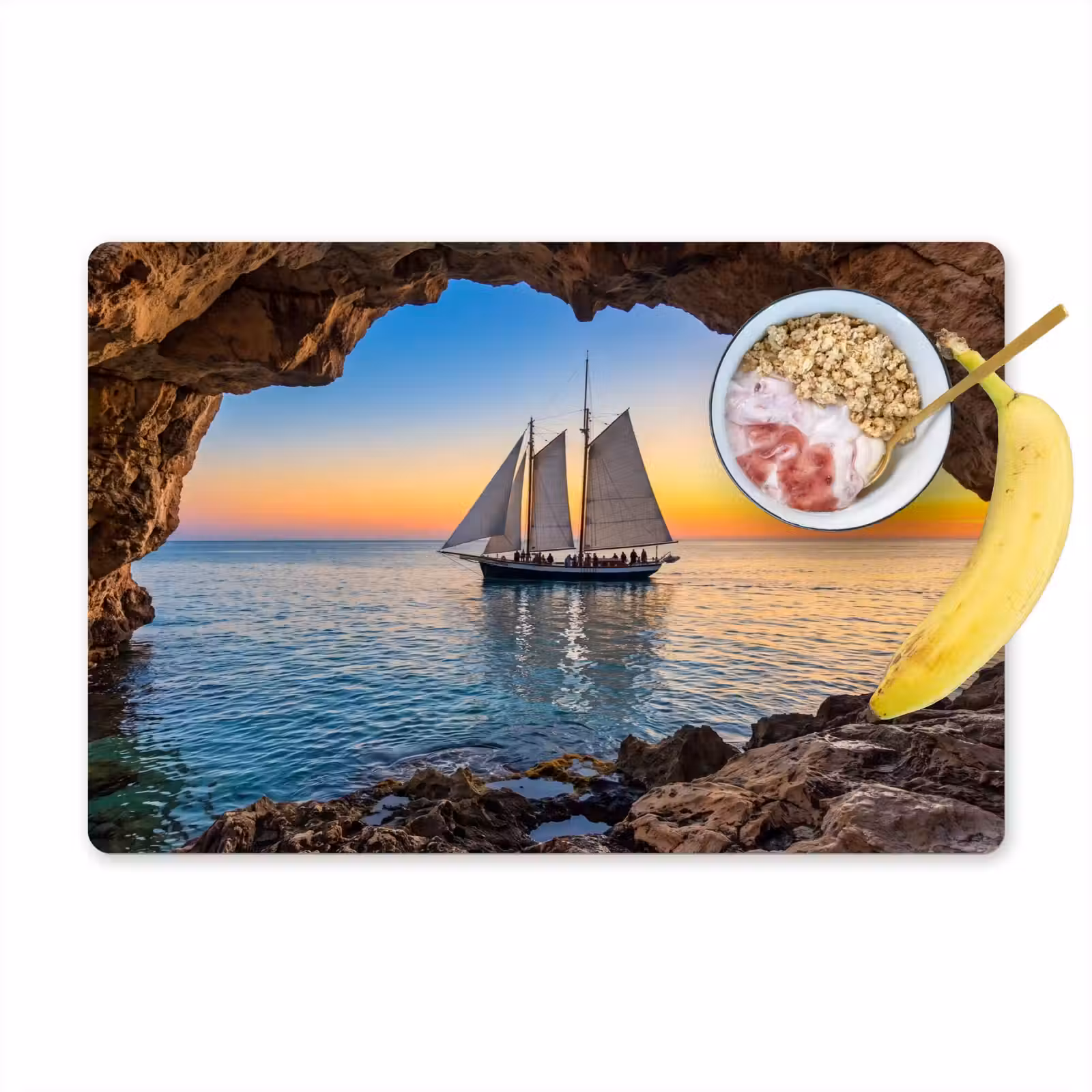 Placemat - 6 stuks - Zeilboot - Zonsondergang - Zee — 1