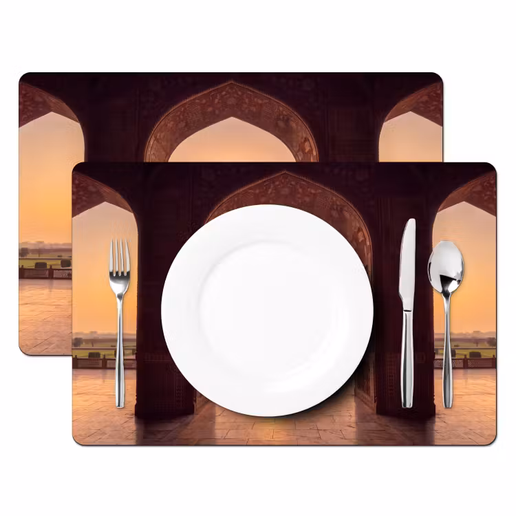 Placemat - 6 stuks - Monument - Zonsondergang - Goud — 2