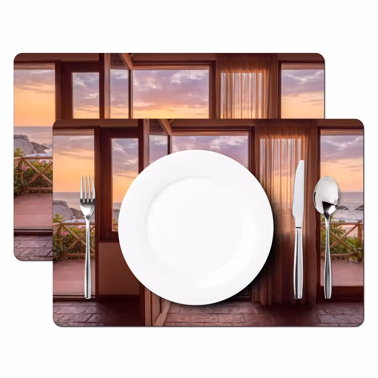 Placemat - 6 stuks - Strand - Zonsondergang - Natuur — 2