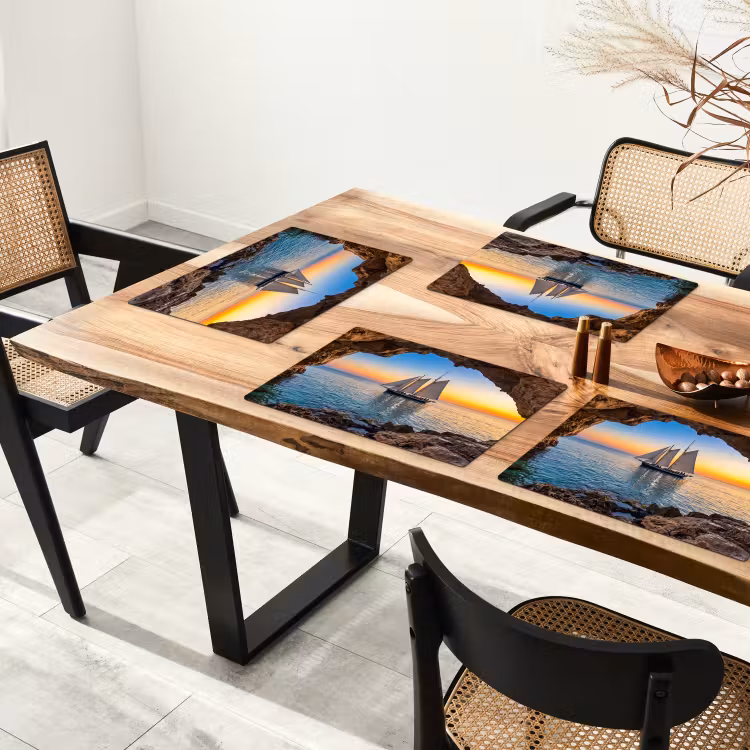 Placemat - 6 stuks - Zeilboot - Zonsondergang - Zee — 3