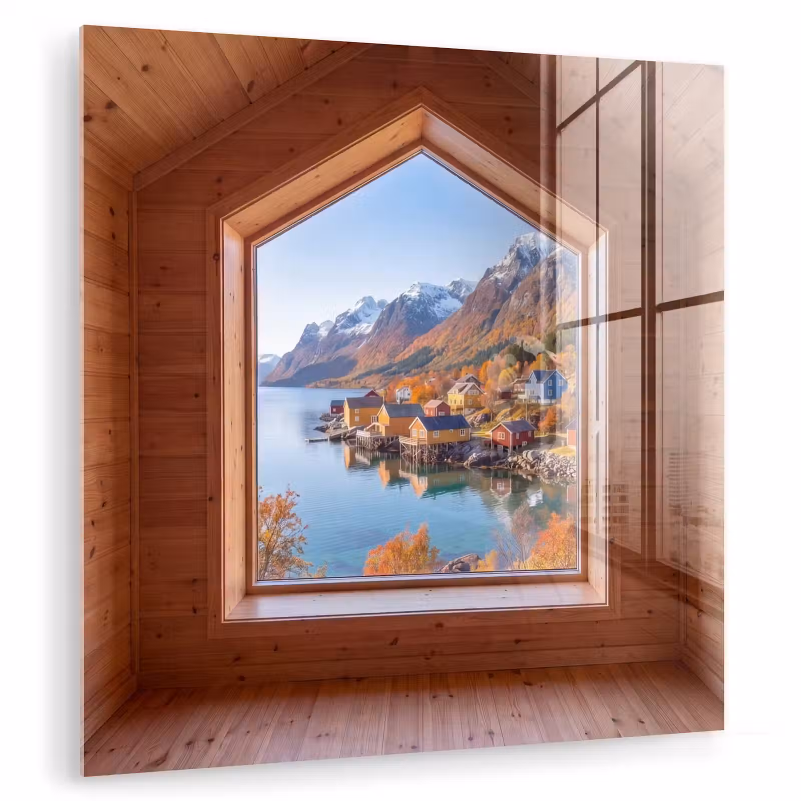 Glas schilderij - Uitzicht - Fjord - Herfst — 1
