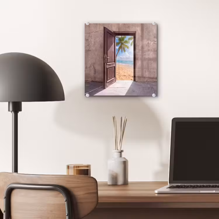 Glas schilderij - Deur - Zee - Zomer — 7