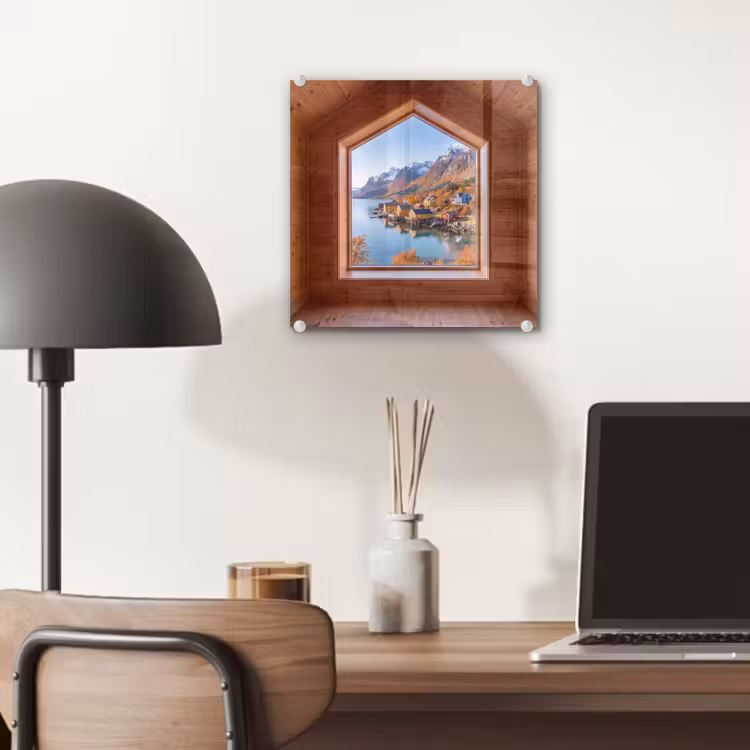Glas schilderij - Uitzicht - Fjord - Herfst — 7