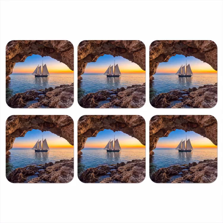 Onderzetter - Zeilboot - Zonsondergang - Zee — 1