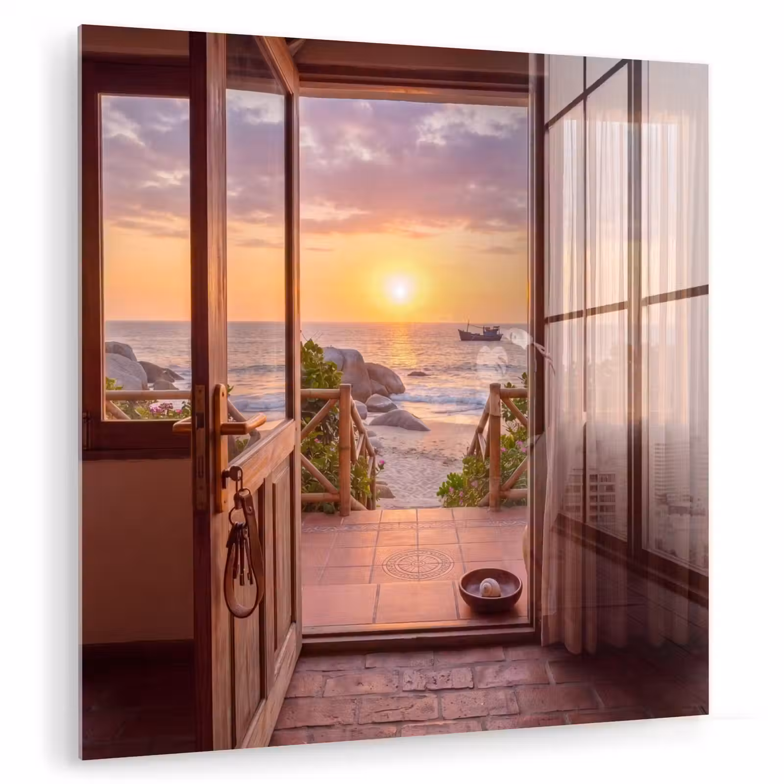 Glas schilderij - Strand - Zonsondergang - Natuur — 1