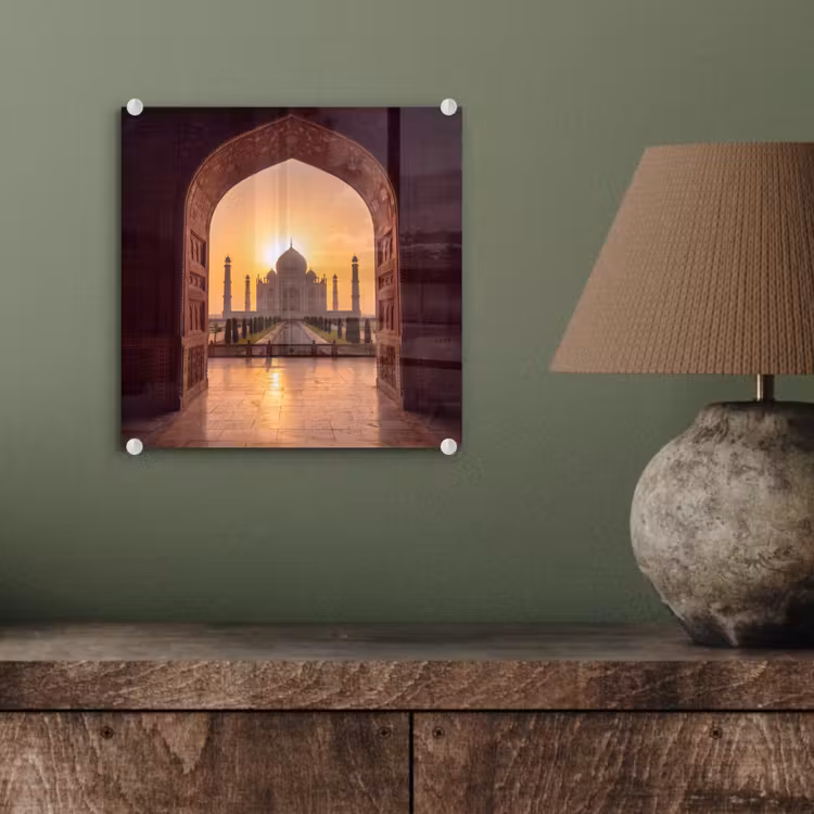 Glas schilderij - Monument - Zonsondergang - Goud — 4