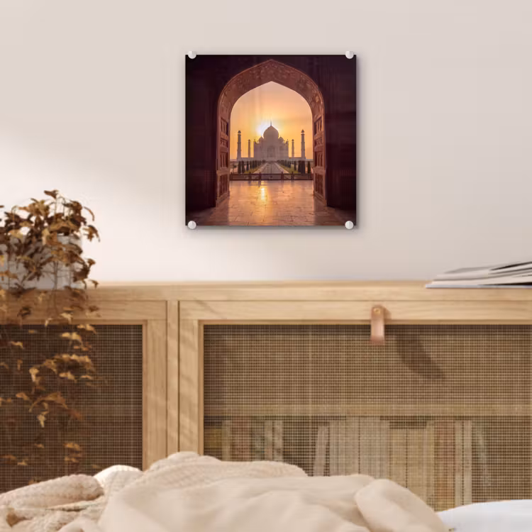 Glas schilderij - Monument - Zonsondergang - Goud — 5