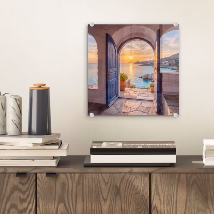 Glas schilderij - Open deur - Zee — 2