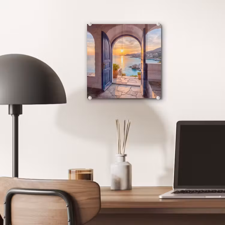 Glas schilderij - Open deur - Zee — 7