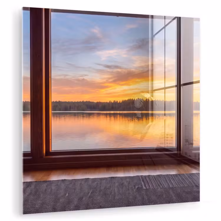 Glas schilderij - Raam - Meer - Natuur — 1