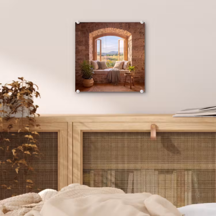 Glas schilderij - Vensterbank - Uitzicht - Natuur — 5