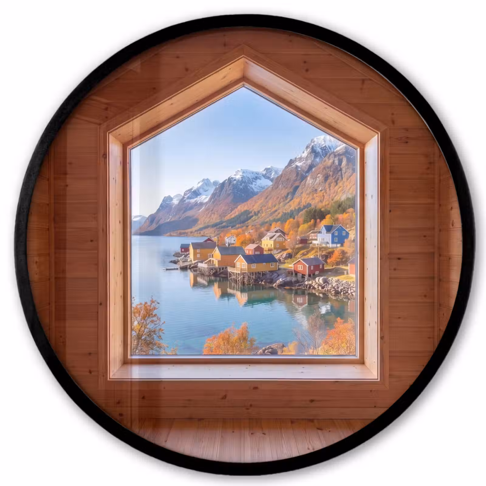 Ronde fotolijst - Uitzicht - Fjord - Herfst — 1