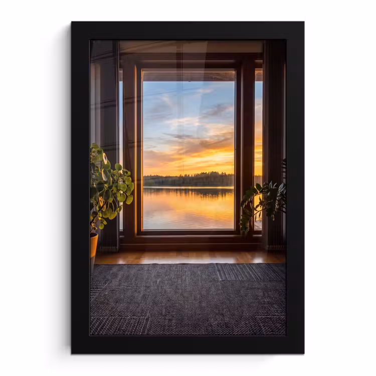 Poster met lijst - Raam - Meer - Natuur — 1
