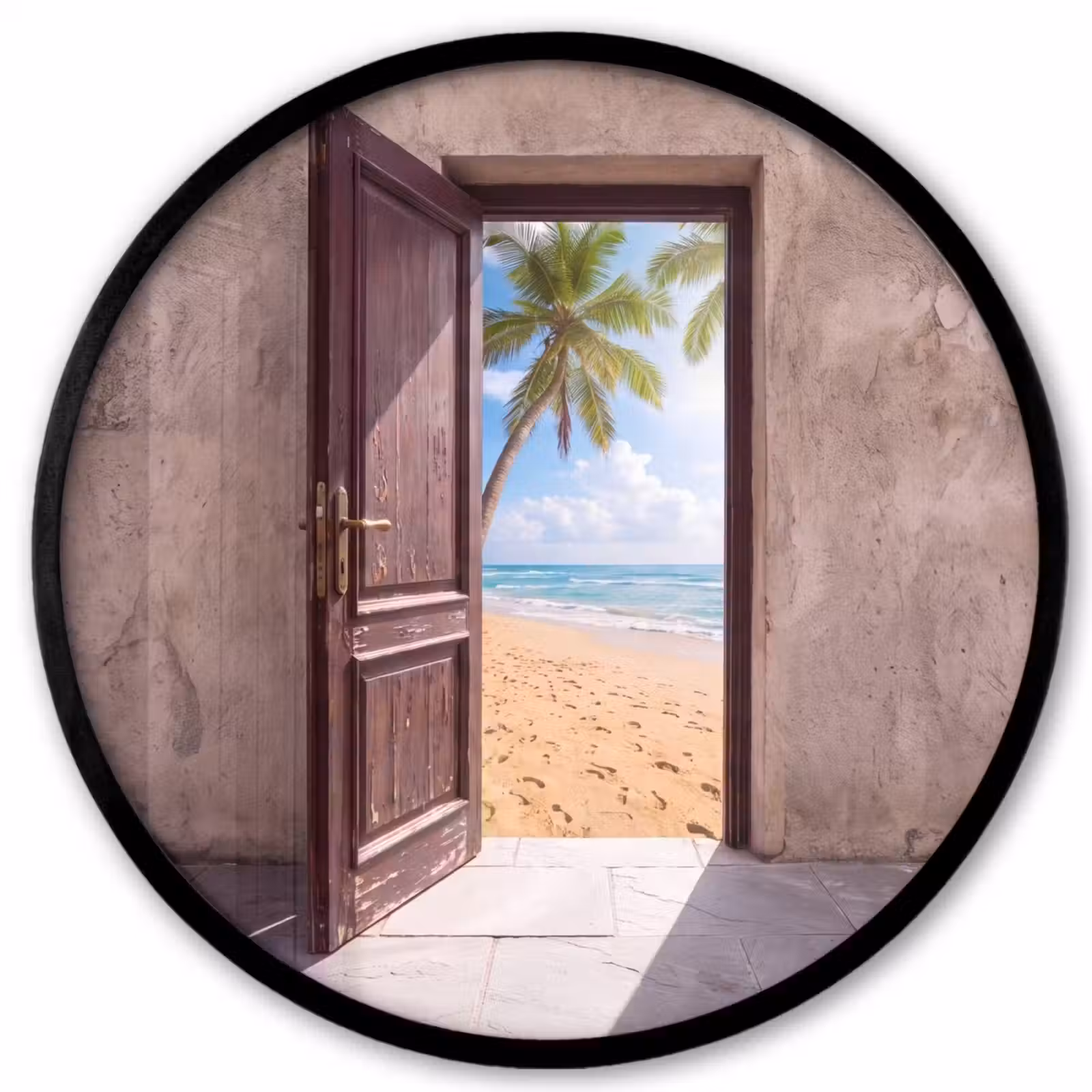 Ronde fotolijst - Deur - Zee - Zomer — 1