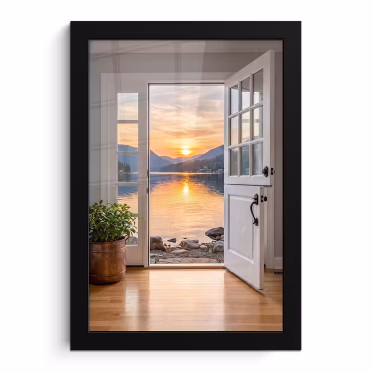 Poster met lijst - Meer - Zonsondergang - Natuur — 1