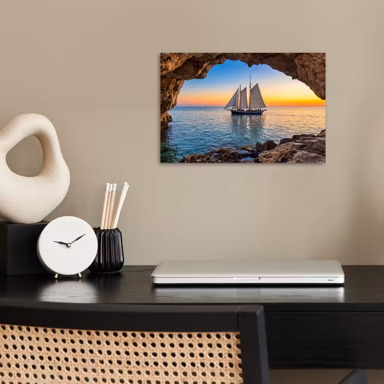 Poster - Zeilboot - Zonsondergang - Zee — 2