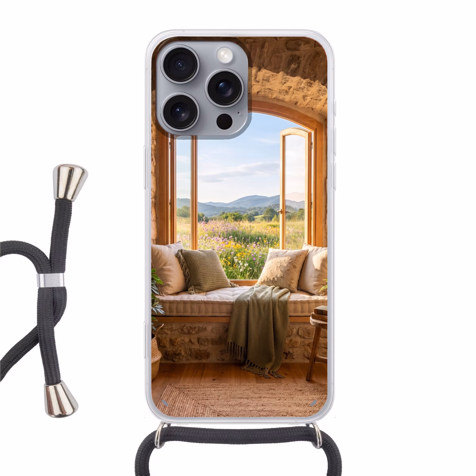 Telefoonhoesje met koord - Vensterbank - Uitzicht - Natuur — 1