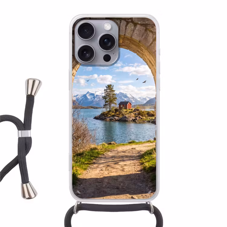 Telefoonhoesje met koord - Huis - Meer - Bergen — 1