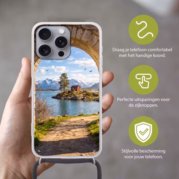 Telefoonhoesje met koord - Huis - Meer - Bergen — 4