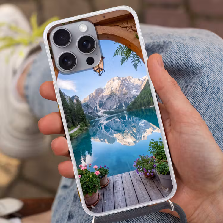 Telefoonhoesje met koord - Meer - Bergen - Natuur — 2