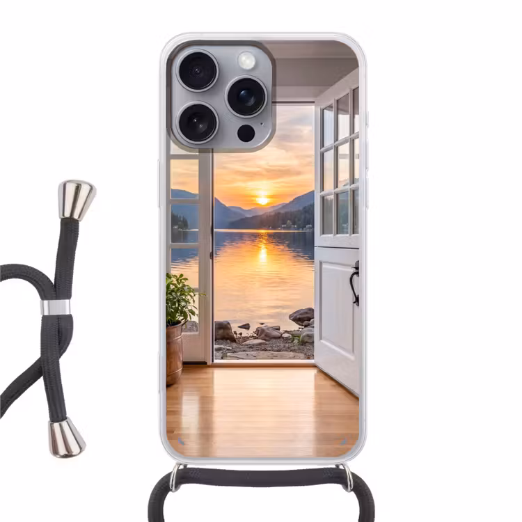 Telefoonhoesje met koord - Meer - Zonsondergang - Natuur — 1